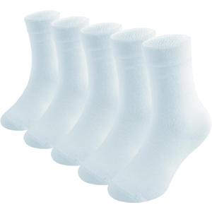 Marchare Boys Seamless Crew Socks School Dressy Socks Uniform Athletic Calf Sock For Kids (White)