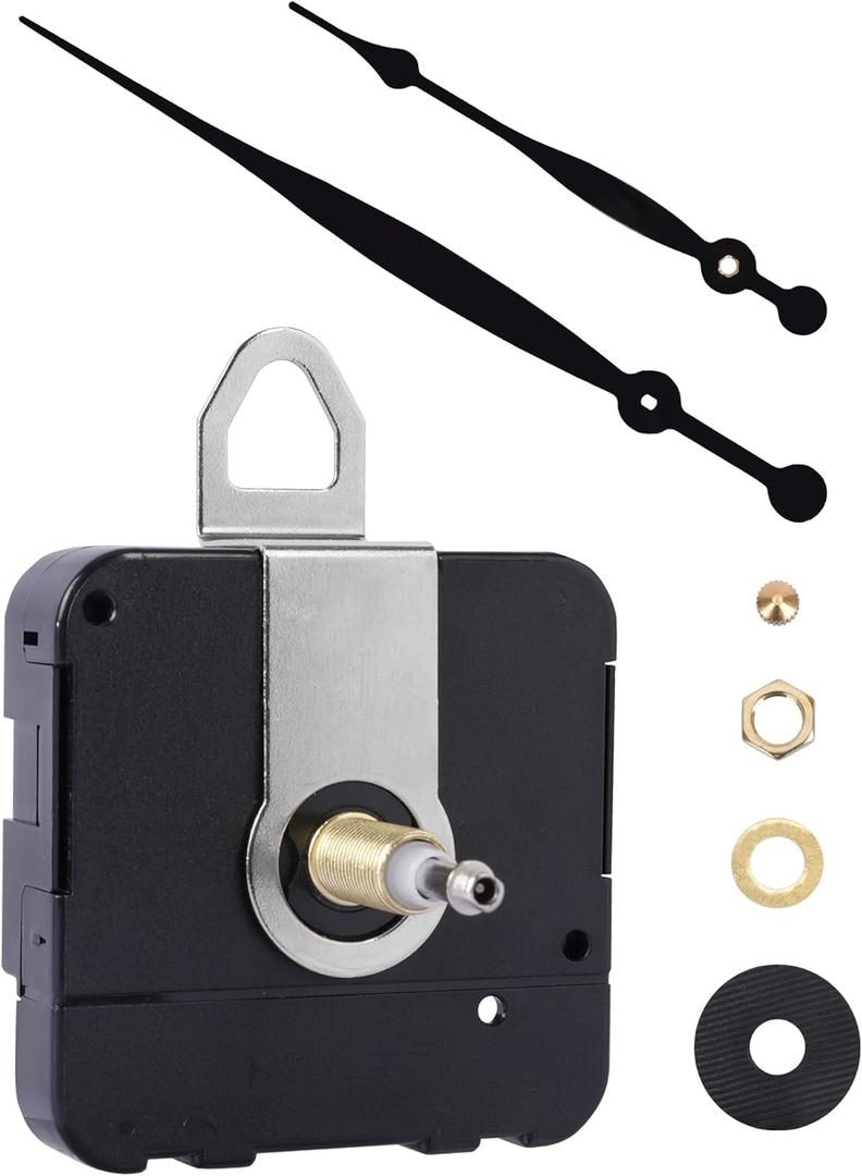 High-Torque Clock Movement Kit Long Shaft Mechanism with 8 inch Hands, Battery-Operated Motor for 17'' to 20'' Large Wall Clocks, DIY Repair & Replacement