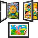 3 Pack Kids Artwork Frames 10x12.5 Inch Changeable Kids Art Frame with Front Opening for Art Display, Horizontally Vertically Wall Mount for Kids Drawing & School Projects (Black)