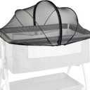 Bassinet Cover to Keep Cats Out, Mosquito Net Cover with 2-Way Zipper for Baby Crib, Black