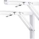 YUMORE Folding Shelf Bracket Heavy Duty, 12 Inch White Collapsible Shelf Bracket, DIY L Bracket for Workbench Folding Table Hinge, Max Load: 330lbs, 2 Pack