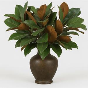 10 Pcs Magnolia Artificial Leaves Branches 17.72 Inches Artificial Leaves Stems 3D Magnolia Pick Faux Stems for Indoor Outdoor Vase Filling Home Office Table Decoration