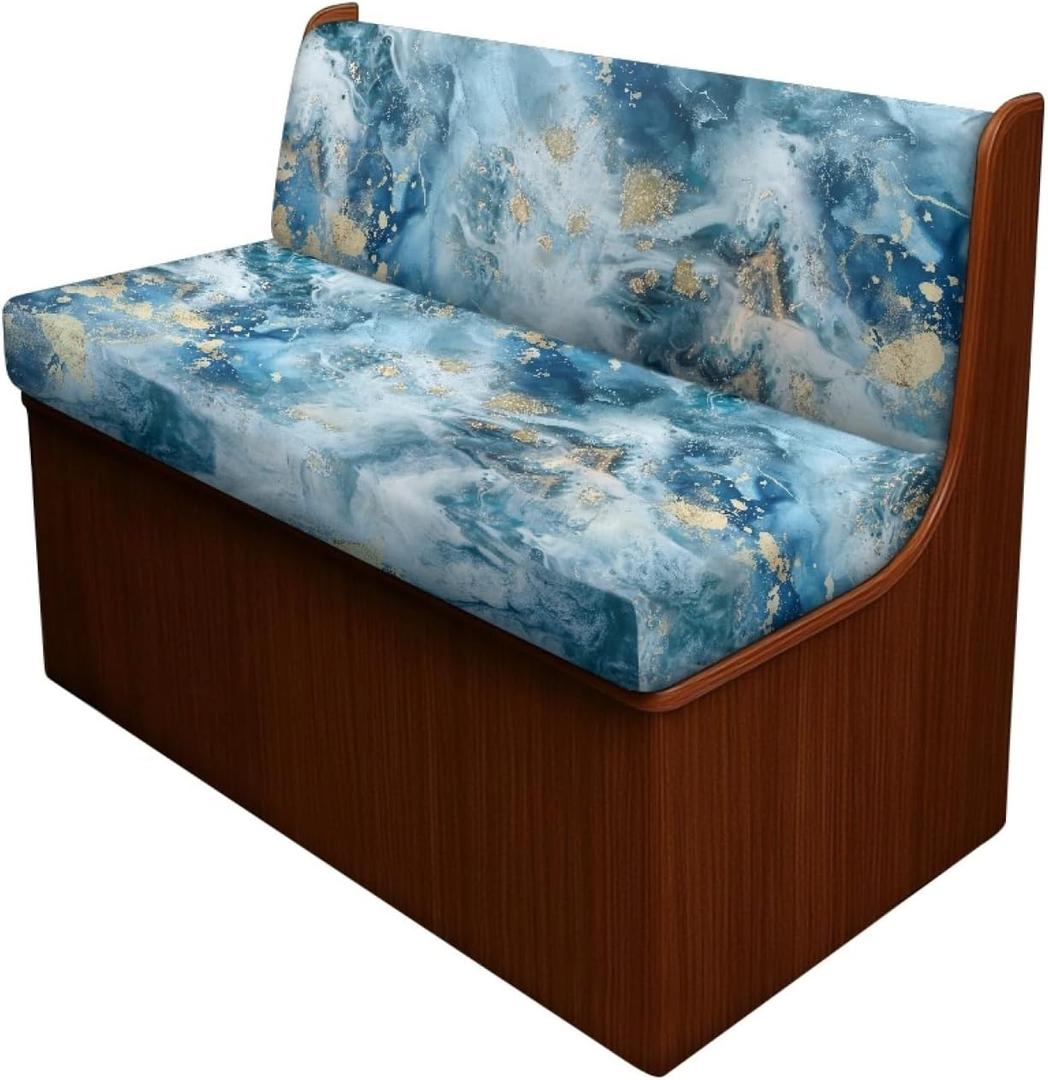 Blue Marble Print RV Dinette Cushion Covers RV Stretch Sofa Seat Slipcovers Include 1 Bench Cover 1 Backrest Cover Comfortable Camper Cushion Slipcover RV Accessories for Inside