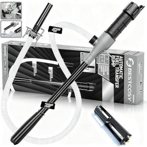 Transfer Pump Battery Operated Electric Siphon Pump for Gas, Fuel, Diesel, Water Transfer 2.4 GPM Flow Oil Extractor, 47 Inches Hose-Easy to Use Hand Fuel Pump, Multi-Use Siphon Transfer Pump(Grey)