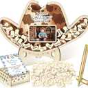 Wenqik 63 Pcs Cowboy Baby Shower Guest Book Alternatives Set Baby Shower Decorations with Photo Frame Sonogram Frame Keepsake 60 Wood Slices Guest Book for Birthday