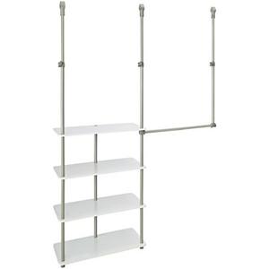 ClosetMaid 55300 Closet Maximizer with (4) Shelves & Double Hang Rod, Tool Free Add On Unit, White Finish,11.6 x 53 x 74 inches