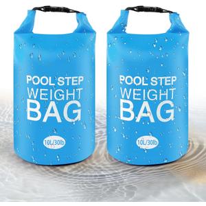 Heavy Duty Pool Ladder Weights 25 lb - 2 Pack Pool Step Sand Bags for Above Ground Pools, Waterproof 500D PVC, Tear-Resistant Pool Stair Stabilizer to Prevent Floating, Sky Blue
