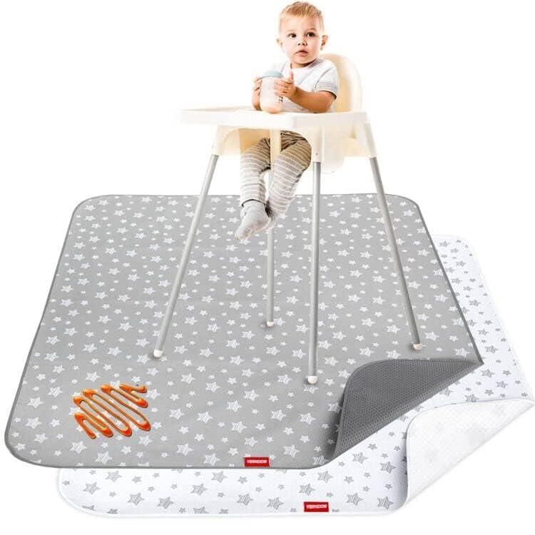 Splat Mat for Under High Chair Mat 2 Pack, Anti Slip Bottom Splat Splash Mess Floor Mat 42x46 Inch, Waterproof Portable Baby Highchair Mat for Art/Crafts/Playtime/Mealtime (Stars) Splat Mat for Under High Chair Mat 2 Pack, Anti Slip Bottom Splat Splash Mess Floor Mat 42x46 Inch, Waterproof Portable Baby Highchair Mat for Art/Crafts/Playtime/Mealtime (Stars)
