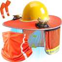Hard Hat Sun Shade with Dual Solar Fans, Neck Cover & Arm Sleeves | Hard Hat Visor Sunshade Full Brim Set, Summer Protection Accessories for Construction, Gardening & Outdoor Work