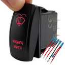 Red Backlit 6PIN (ON)-ON-Off Washer Wiper Rocker Switch with Jumper Wires DPDT Momentary Toggle Switch for Automotive Yacht Truck RZR Side by Side UTV Central Console 12V 24V Waterproof IP67