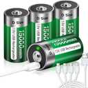 USB D Battery Lithium/15000mWh - 4 Pieces 1.5V USB D Cell Batteries Rechargeable Batteries Fast Charging in 4 Hours with Type C Charging Cable