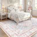 5x8 Washable Nursery Girls Low Pile Area Rug Pink Blue