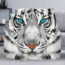 White Tiger Throw Blanket Soft Cozy Plush Fleece Blanket for Couch, Lightweight Warm Flannel Blanket Decorative Fuzzy Throws for All Season (50 x 60 in, White Tiger)