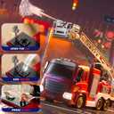JUKUDAHU Fire Truck Toy for Kids 3 4 5 6 7 8 Years Old - Fire Trucks Playset with Rotating Ladder, Sound and Light, Vehicle Toys for Boys 5-8, City Cars Toyset, Birthday Gifts for Girls Toddlers 3+
