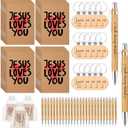 Tenceur 20 Sets Mother's Day Christian Gifts for Women Jesus Loves You Notebooks Bible Verse Pens Prayer Keychains with Organza Bags Bulk for Church