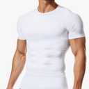TAILONG Short Sleeve Compression Shirt Men Shapewear Slimming Undershirt Body Shaper Tank Top Workout Shirts, Size 2XL