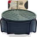 Silicone Coasters with Black Metal Holder, Set of 6, 4-Inch Diameter, Cup Mat for Drink, Stylish Home Decor, Deep Grey