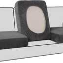 H.VERSAILTEX Stretch Velvet 3 Piece T Cushion Sofa Slipcovers Individually Cushion Cover for 3 Cushion Couch Seat Cushion Covers for Sofa Seat Cushion Covers Stay in Place(Sofa, Grey)