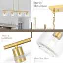 Kitchen Island Lighting, Brushed Gold Dining Room Light Fixture, 4-Light, Linear