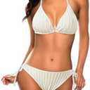 Tempt Me Women Triangle Bikini Sets Halter Two Piece Sexy Swimsuit String Tie Side Bathing Suit XL