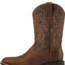 SUREWAY Cowboy Boots For Men - Mens Sport Wide Square Toe Western Boot, Oil/ Slip Resistant, Durable Fashionable Classic Pull on 10 Inch Wellington Boots - Soft Toe, Size: 13