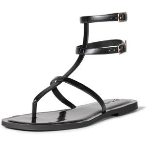 The Drop Women's Casper Gladiator Thong Ankle Sandal (7.5, Black)
