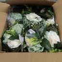 Hotop 12 Pcs Flower Balls Wedding Rose Centerpieces Silk Flower Kissing Balls Arrangement Artificial Hydrangea Flower Bouquet Faux Rose Floral Decoration (Forest Green)