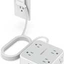 Power Strip Surge Protector 10 Ft Cord, 8 AC Outlets, 3 USB Charger(1 USB C Port), TESSAN Ultra Thin Extension Cord, Flat Plug, 900 Joules Protection, Desk Charging Station for Home, Office (10 Feet, Grey)