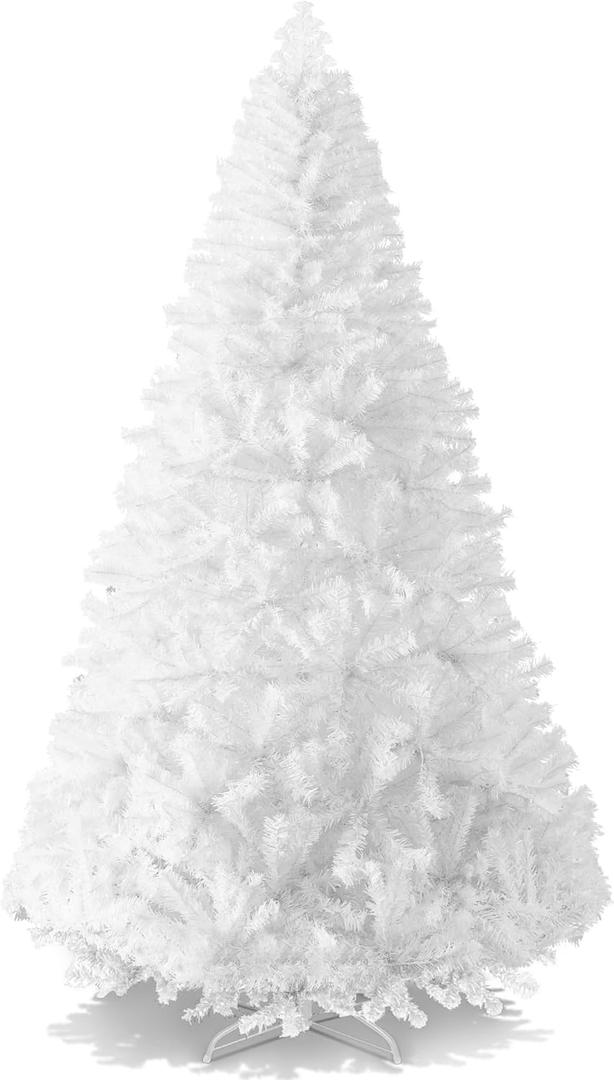 Best Choice Products Artificial Christmas Tree, White 6ft Premium Pine Unlit Holiday Decoration, Full Size Dcor Easy Assembly w/Metal Stand