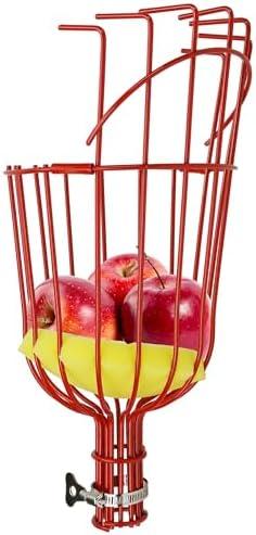 Fruit Picker Basket Only, Sturdy Stainless Steel Harvesting Head Foam Cushion, Professional Adjustable Clamp Fruit Catcher Gripper for Apple Avocado Citrus Mango, Prevent Bruising (Pole Not Included)