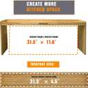 Bamboo Wood Over the Stove Spice Shelf for Kitchen Storage, 31.5" Spice Rack Organizer Stove Top Shelf with 6 hooks, 11.4" Height Extra Oven Back Sink Countertop, Easy to Assemble