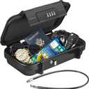 Puroma Portable Safe Box Travel Safe Box, Large Capacity Security Lockbox with Combination Code, Waterproof Key Lock Box with Removable Cable Handle for Beach Safe, Realtor, Personal Items Storage