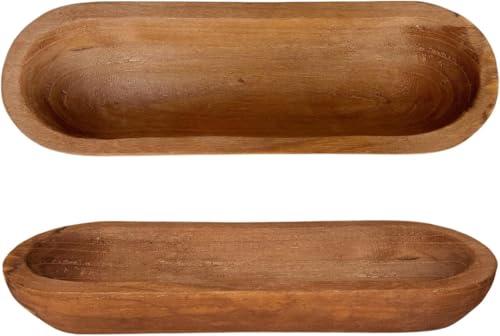 Phinicco 16“ Long Wood Dough Bowl 16 x 5.8 x 2in Hand Carved Wooden Dough Bowls for Decor Wood Dough Bowls Decorative Wooden Dough Fruits Bowl for Table Centerpiece
