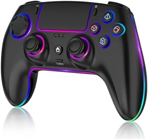 MYSTILUCK Wireless Pro Controller for PS5/Pro/PC/MAC/Mobile/Steam Deck, Gamepad with 7 Color RGB Lighting/Hall Effect Joystick&Trigger/Turbo/Programmable/Headset Jack/Dual Vibration/1500 mAh Battery (Black)