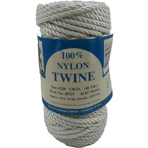 #120 Twisted White Nylon Twine 1 lb Tube 138 Feet