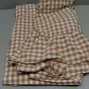 100% Cotton Taupe White Plaid Ruffled Table Cloth Square 60x60 in Cottage Coquette Checker Gingham Vintage Decorative Tablecloth (Taupe/White Plaid, 60x60 inches)