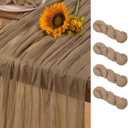 Nude Cheesecloth Table Runner 4 Pack Summer Sheer Coffee Cheese Cloth Table Runners Boho Gauze 120 Inches Summer Table Decorations for Nude Wedding Bridal Baby Shower Tea Party Decor