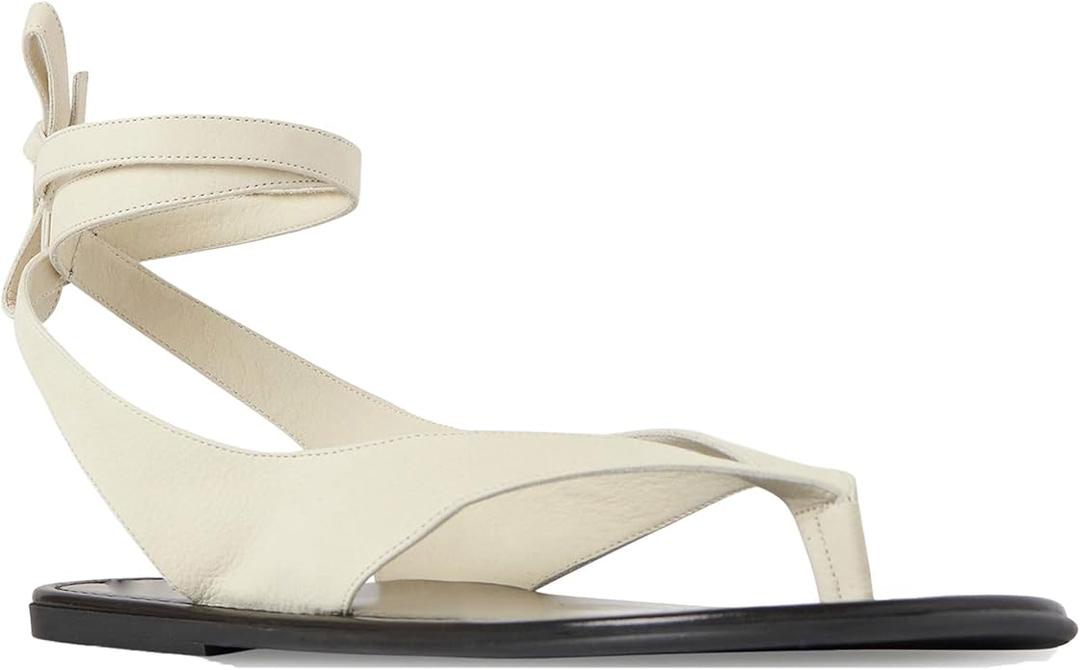 VorisVina Ankle Strappy Thong Sandals for Women Cute Suede Flat Sandals Ladies Summer Dressy Beach Flip Flops Sandals, 8.5