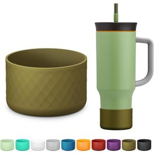 Silicone Boot for Owala 40 oz Tumbler with Handle, Anti-Slip Protective Sleeve for Stainless Steel Triple Layer Insulated Travel Tumbler Accessories (Dark Green)
