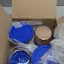 Pyrex Storage 4 Cup Round Dish, Clear with Blue Lid - Original Genuine Pyrex - Pack of 4 Containers