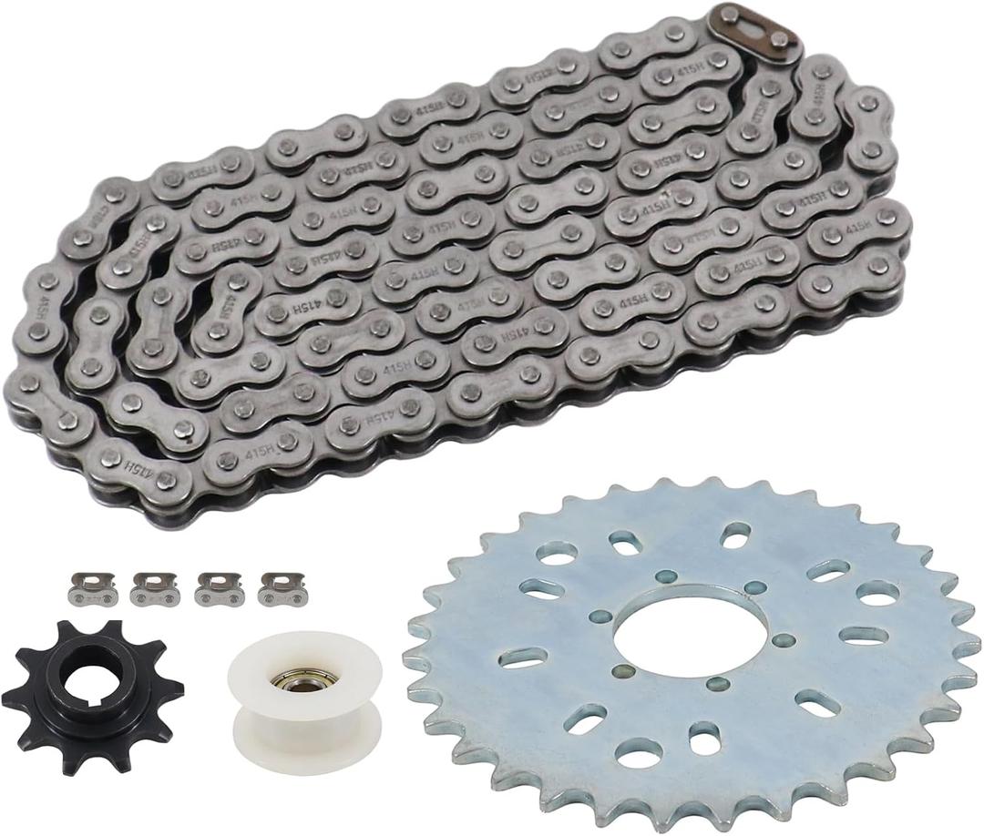 415 Chain Wheel 32T Sprocket Front 10T Sprocket with 110L Links Kit for 49cc 50cc 66cc 80cc Motorized Bicycle Bike Moped Parts