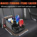 Universal Center Console Organizer for Truck Bench Seat & SUV, Truck Floor Console with Expandable Cup Holders, Fits Silverado Minivan, Stable Transmission Hump Storage Box for Car Backseat (Black)