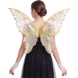 Fairy Wings for Women with Lace Gloves, Butterfly Cosplay Wings,Iridescent Costume Wings for Party Photography Adult Dress Up