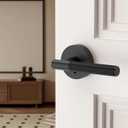 Asidrama 4 Pack Privacy Door Handles with Lock,Matte Black Door Handles Interior for Bedroom or Bathroom, Heavy Duty Black Door Levers, Reversible Keyless Turn Lock Interior Door Handle