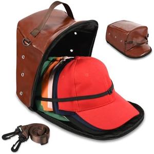 MAGTSMEI Hat Organizer Bag for Baseball Caps, Hat Travel Case Hat Storage Bag with Hat Holder Protects up to 12 Hats for Travel, Home Storage with Shoulder Strap, Brown, Patent Pending