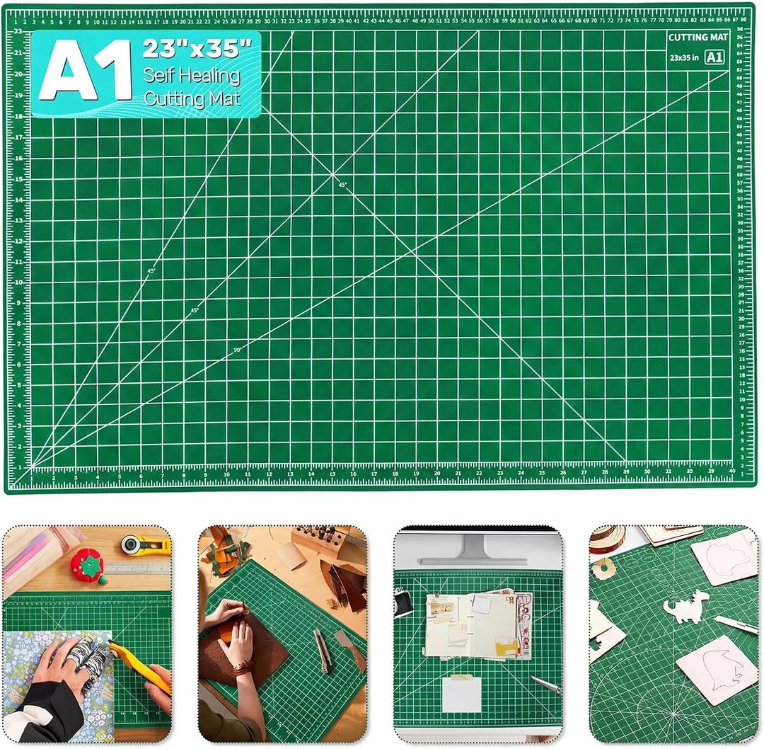 Self Healing Cutting Mat, 23" x 35", Double-Sided Rotary Cutting Mat for Sewing, Quilting, Scrapbooking, Fabric & Craft Cutting Board, (A1), Green