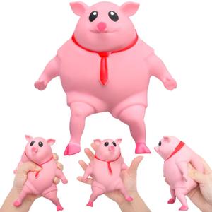 Cute Squishy Pig for Kids and Adults - 1 Pack of Sensory Stress Relief Pig Squeeze Toys to Anxiety, Funny Stretch Animal Splat Toys Splashy Piggy Toy Christmas Stocking Stuffers for Autism Kids