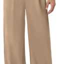 COPYLEAF Womens Dress Pants Wide Leg Stretchy Work Pants with Pockets Elastic Waist Pleated Front Business Casual Slacks(Light Coffee XL)
