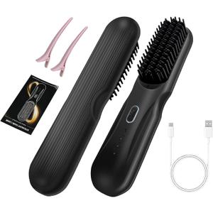 Cordless Straightener Brush Pro - 45W Fast Charge Portable Frizz-Free Styling for Travel,Effortless Beach Waves,Frizz-Free Shine & Salon Texture, Ideal for All Hair Types