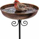 Small Metal Bird Bath for Outdoors, 10" Dia Bowl with Stake Birdbaths Garden Yard Lawn Decor 0.4 Gallon